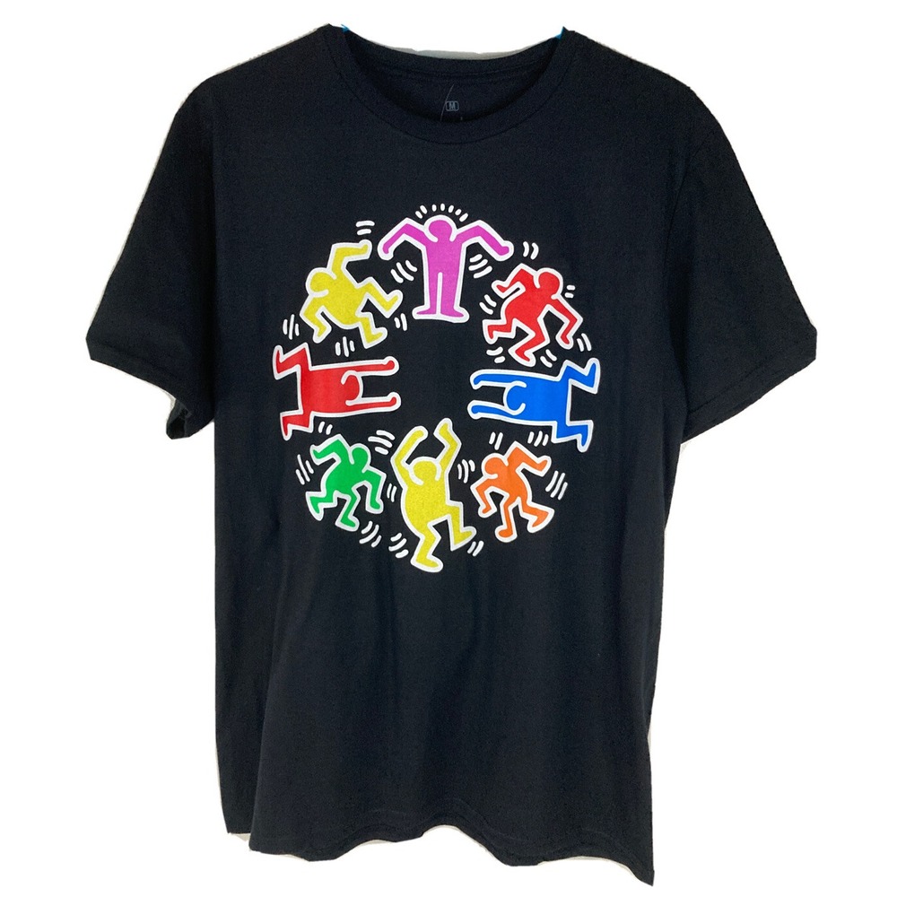 Keith Haring Foundation Black T-Shirt Medium NWOT‎ Dancing People